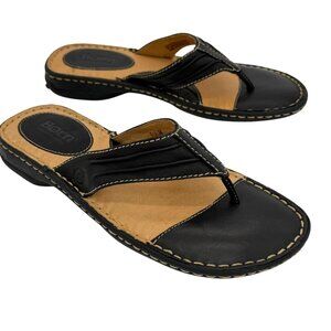 Born Leather Black Flip Flops